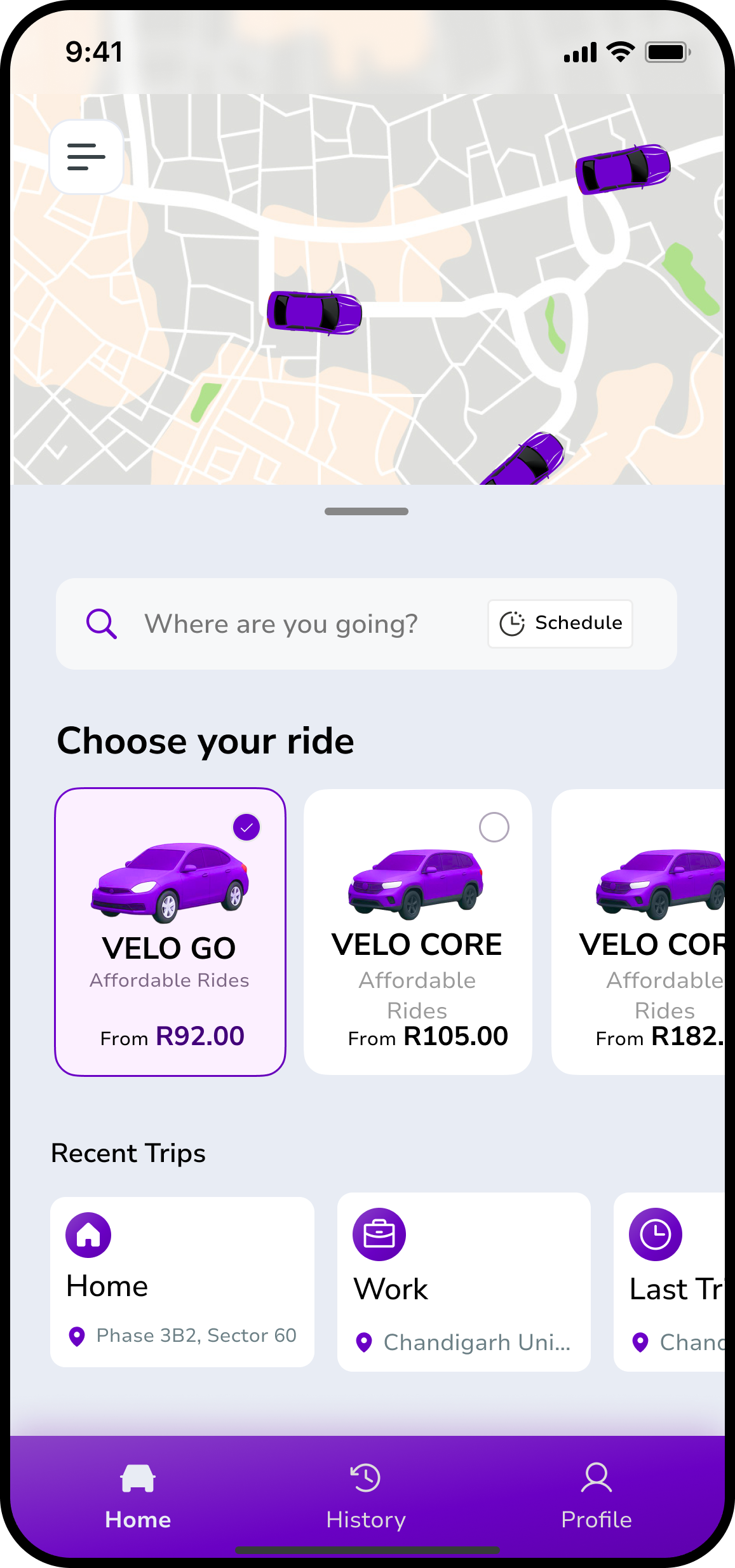 Choose Your Ride Screen