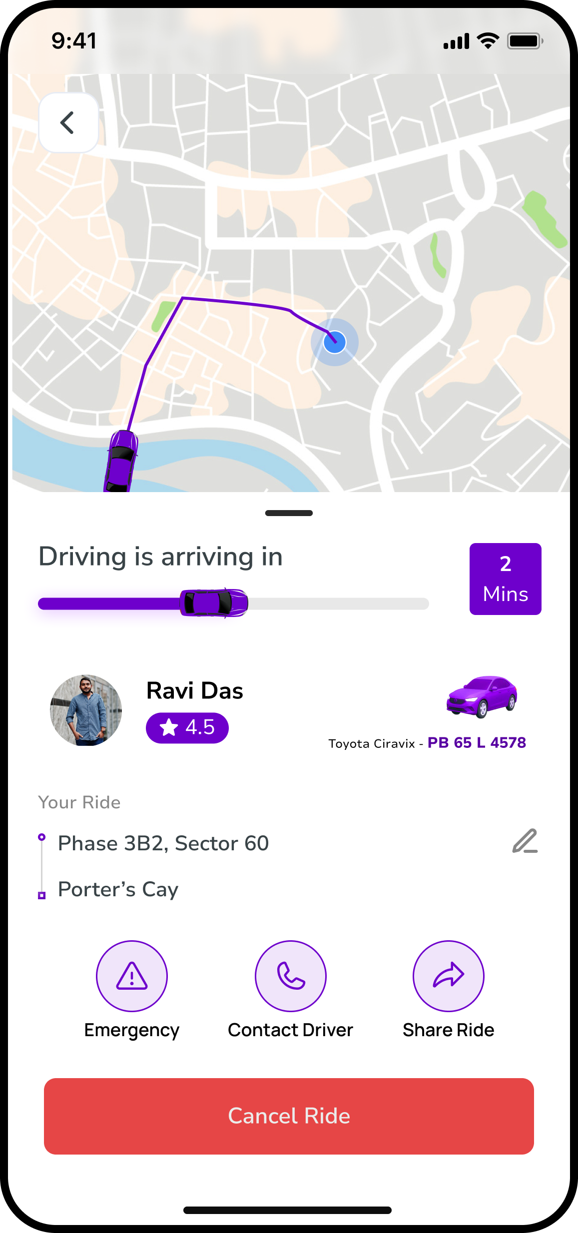 Live Tracking Screen